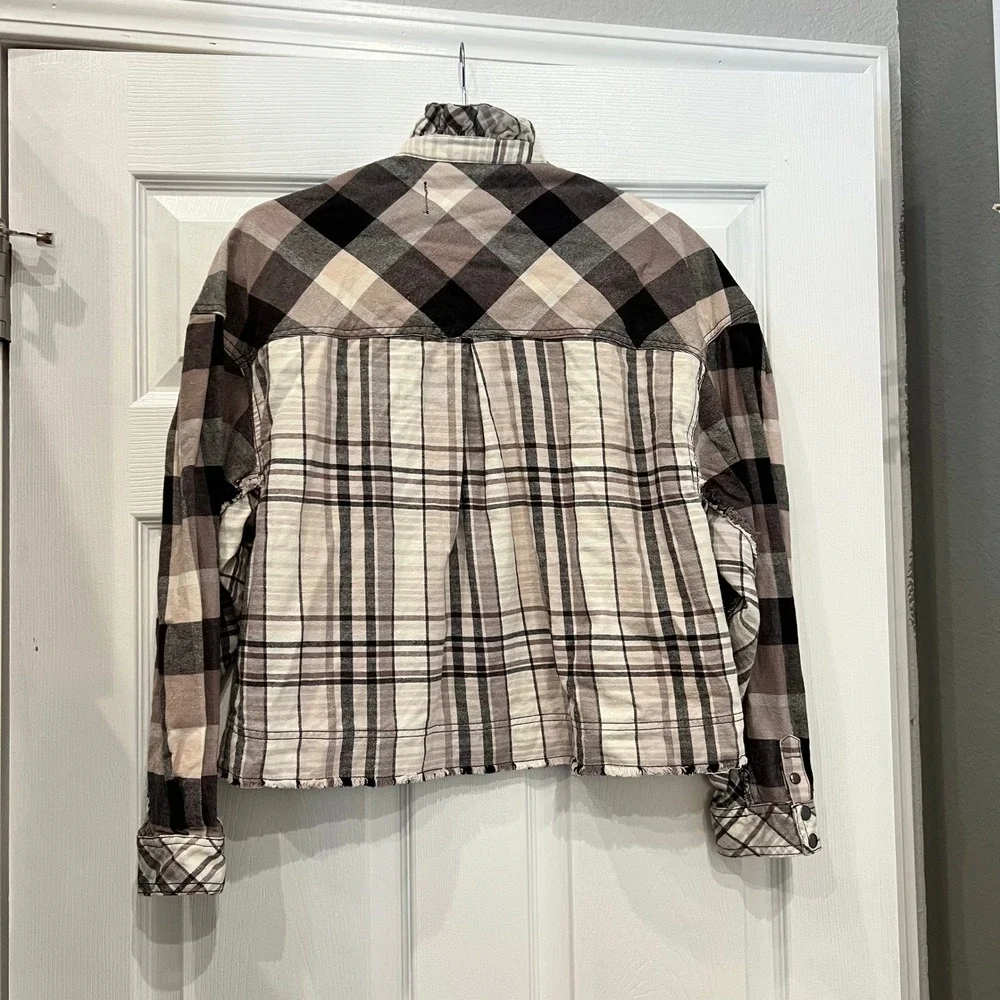 Free People We The Free Snap Button Down Cotton Flannel Boho Grunge Edgy S